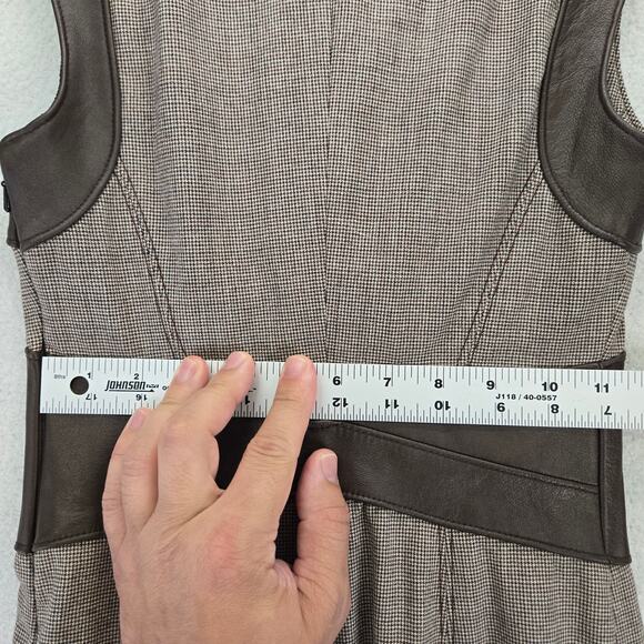 Bebe Corset Midi Dress Womens 0 Bustier Tweed Career Wool Leather Cottage Y2K - Picture 11 of 12